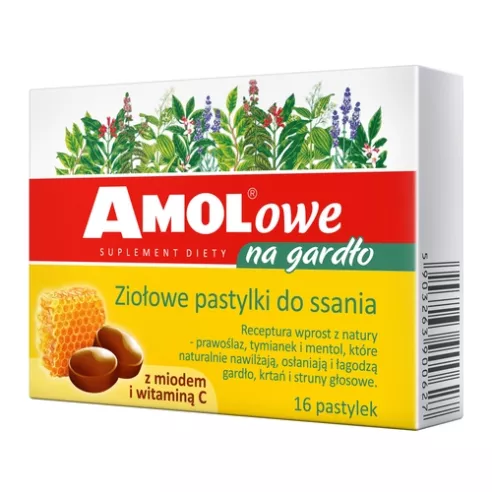 Amolowe z miodem i witaminą C - PASTYLKI do ssania na gardło.