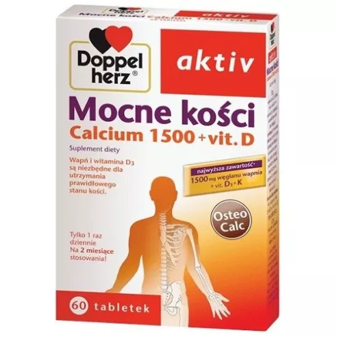 Doppelherz Aktiv - Mocne kości calcium 1500 + witamina D, 60 tabletek.(wapno)