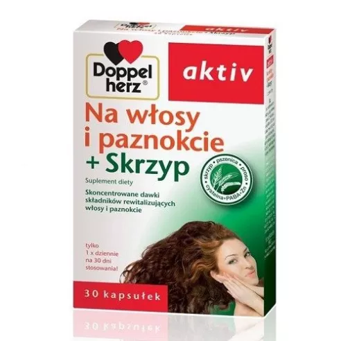 Doppelherz Aktiv - Na włosy i paznokcie + Skrzyp, 30 kapsułek.