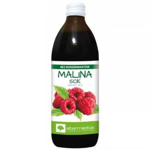 Malina - SOK z owoców maliny z dodatkiem witaminy C, 500 ml. (AlterMedica)