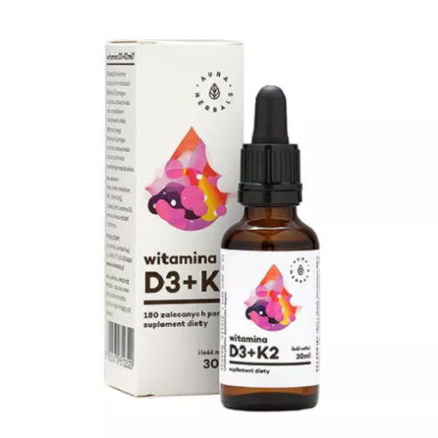 Witamina D3 + K2 - KROPLE z zakraplaczem, 30 ml. Aura