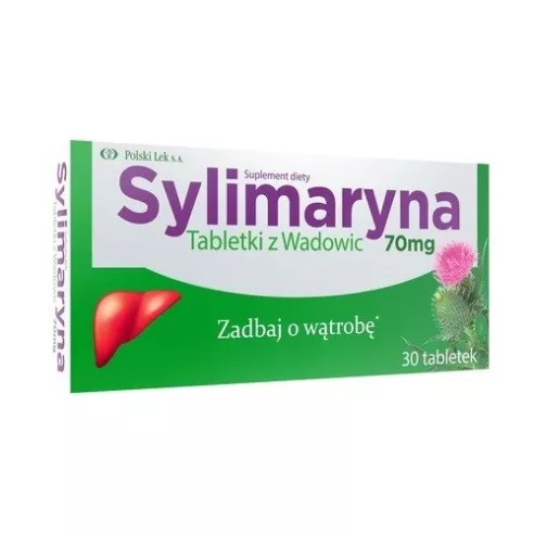 Sylimaryna 70 mg. Tabletki z Wadowic, 30 szt. Polski Lek