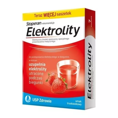 Elektrolity, smak TRUSKAWKOWY, 7 saszetek. Stoperan