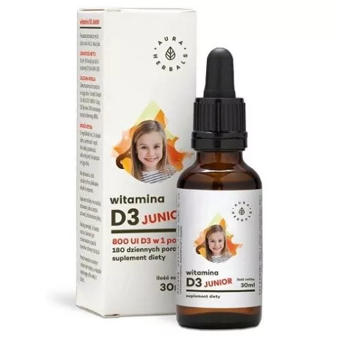 Witamina D3 Junior - KROPLE, 30 ml.  Aura Herbals