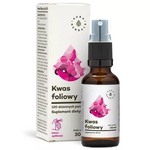 Kwas foliowy, AEROZOL, 30 ml. Aura Herbals