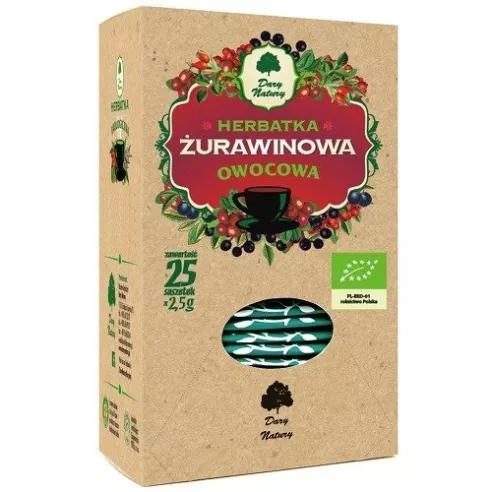 Owocowa Herbatka żurawinowa FIX, 25x2,5 g. Dary Natury.