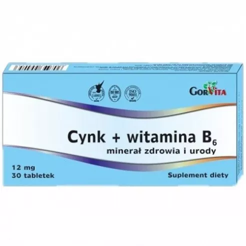 Cynek + witamina B6, 30 tabletek. Gorvita 