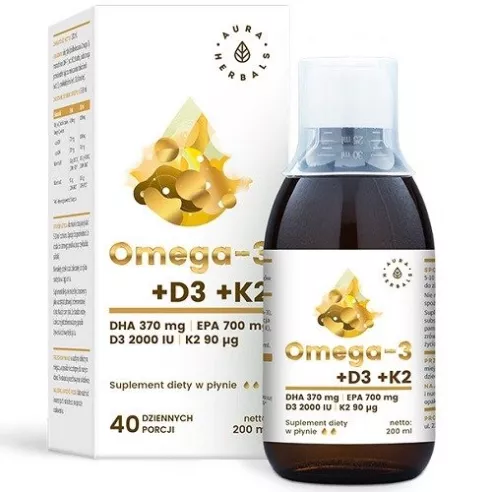 Omega-3 + D3 + K2, 200 ml. Aura Herbals