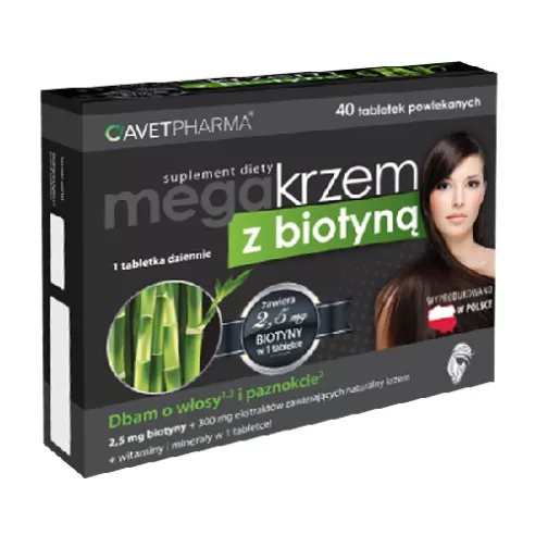 Mega Krzem z Biotyną, 40 tabletek.