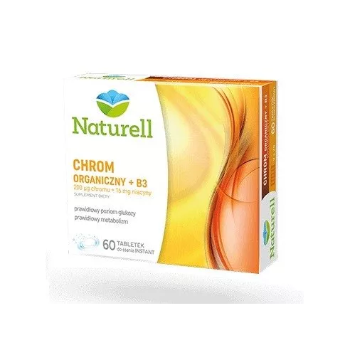 Chrom organiczny + B3, 60 tabletek do ssania. Naturell