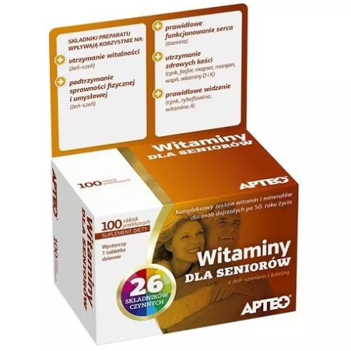 Witaminy dla Seniorów, 100 tabletek. Apteo