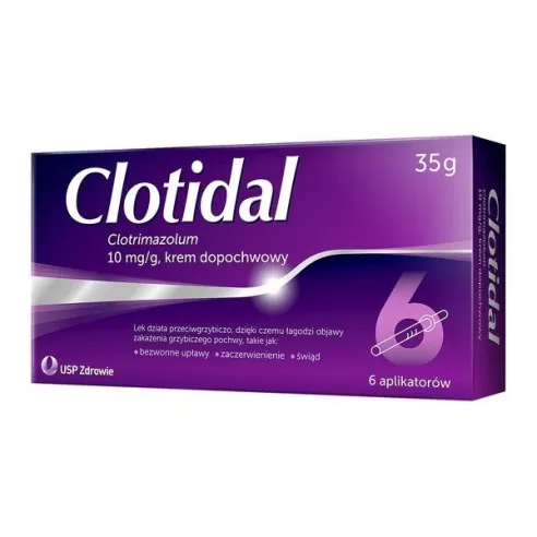 Clotidal 10 mg. KREM dopochwowy, 35 g. 6 aplikatorów