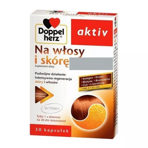 Doppelherz Aktiv - Na włosy i skórę, 30 kapsułek.