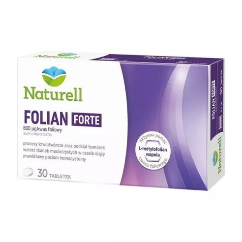 Folian FORTE, 30 tabletek. Naturell