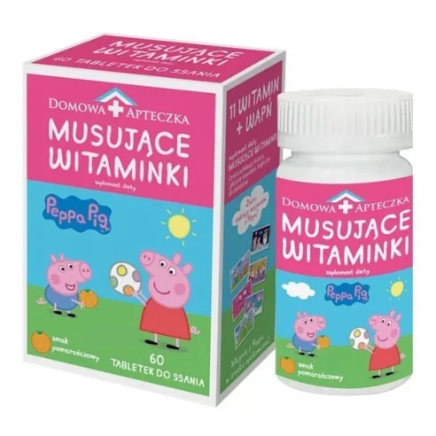 Musujące Witaminki Pepa Pig, 60 tabletek do ssania. Domowa Apteczka