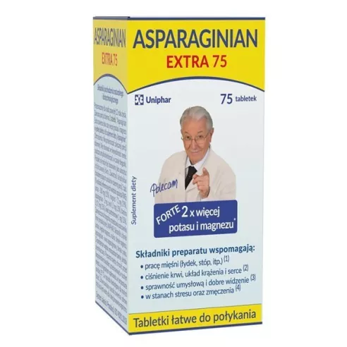 Asparaginian Extra, 75 tabletek. NOWE większe opakowanie!!