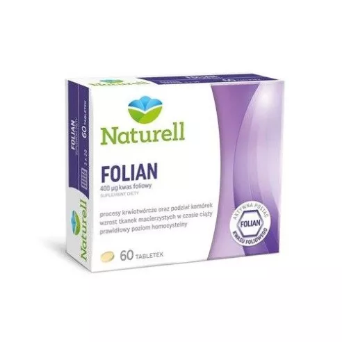 Folian, 60 tabletek. Naturell