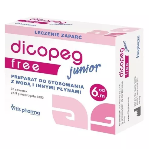 Dicopeg Junior Free, 30 saszetek po 5 g. NOWE DUŻE OPAKOWANIE!