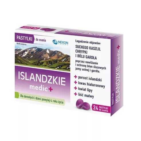 Islandzkie medic+, 24 pastylki do ssania.