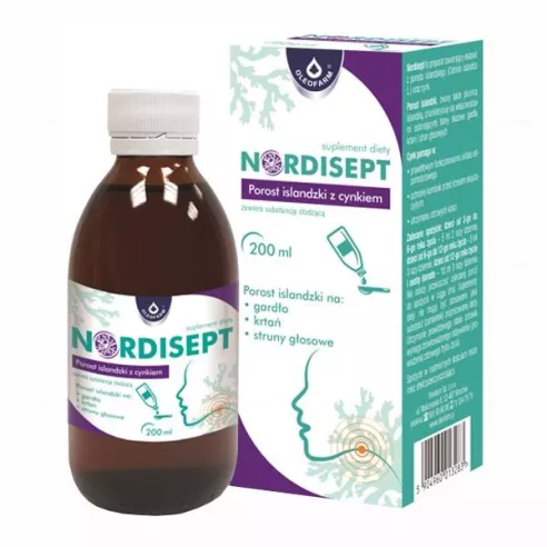 Nordisept Porost islandzki z Cynkiem, 200 ml. Oleofarm