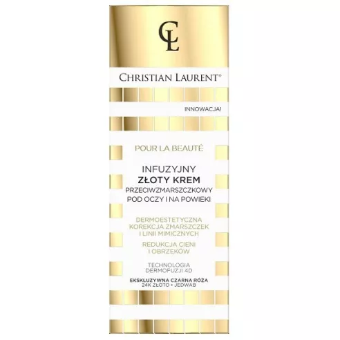 Christian Laurent Pour La Beaute, złoty KREM przeciwzmarszczkowy pod oczy i na powieki, 20 ml.