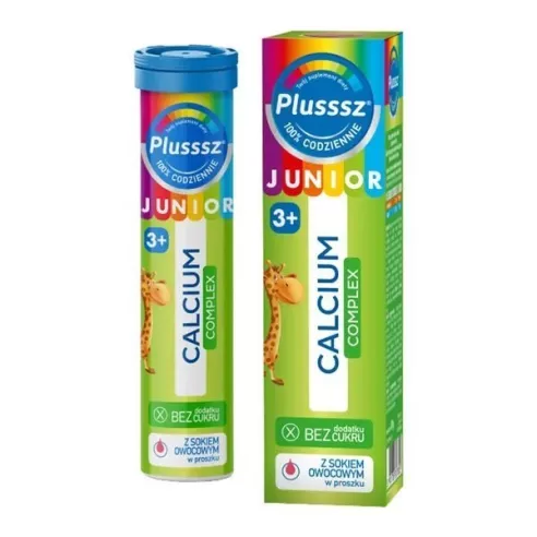 Plusssz Junior 3+ CALCIUM Complex, 20 tabletek musujących. Polski Lek