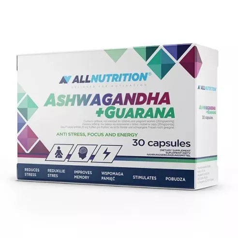 Ashwagandha + Guarana, 30 kapsułek. Allnutrition