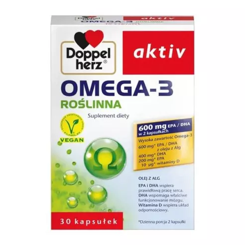 DoppelHerz Aktiv Omega-3 Roślinna, 30 kapsułek.