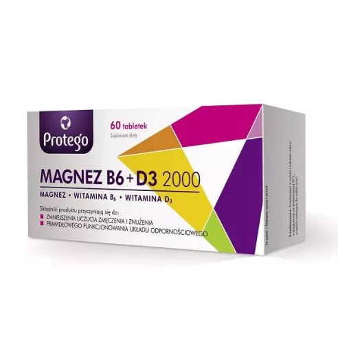 Magnez B6+D3 2000, 60 tabletek. Protego