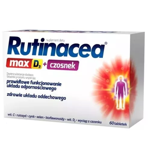  Rutinacea Max D3+ Czosnek, 60 tabletek.