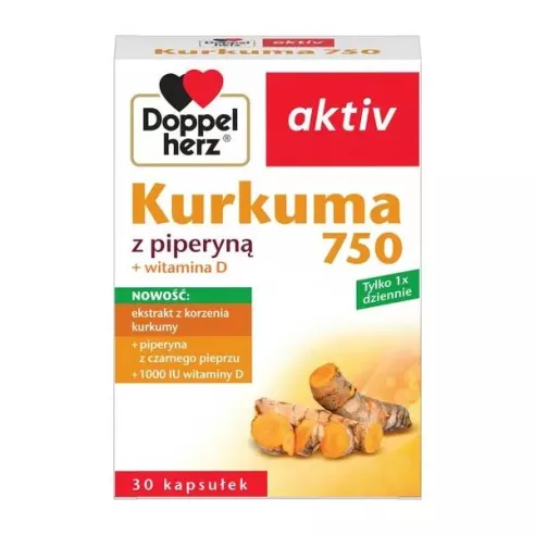 Doppelherz Aktiv Kurkuma 750, 30 kapsułek.