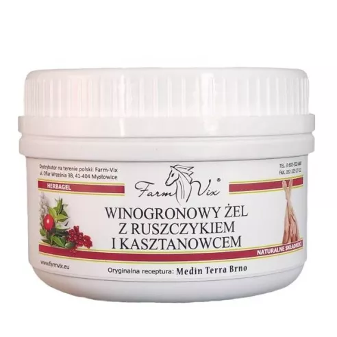 Żel Winogronowy z Ruszczykiem i Kasztanowcem, 350 ml. Farm-Vix