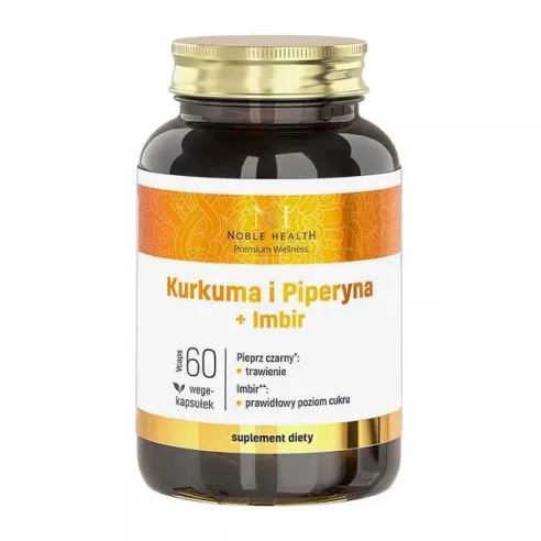 Kurkuma i Piperyna + Imbir, 60 kapsułek. Noble Health