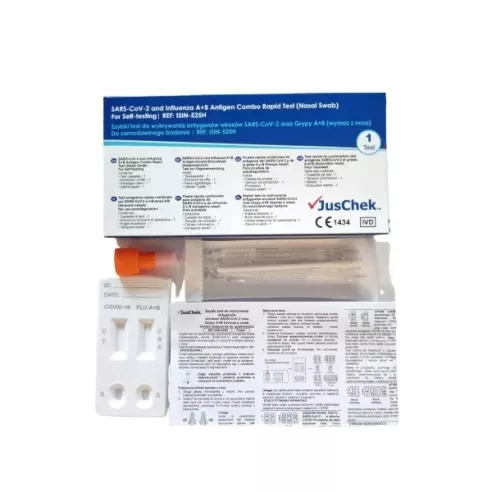 SARS-CoV-2 and Influenza A+B Antigen COMBO Rapid Test,1 sztuka. JusCheck