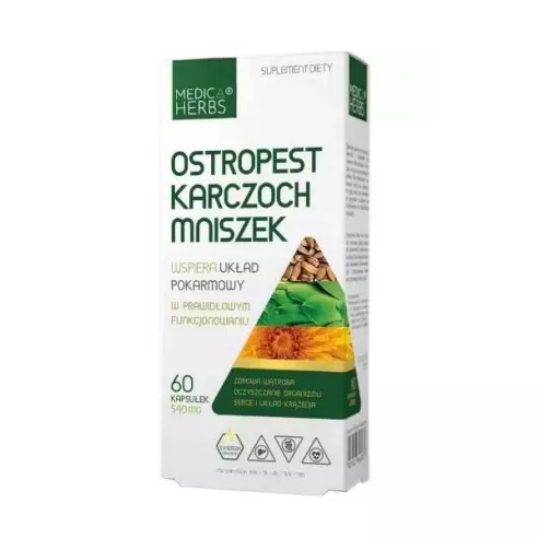 Ostropest Karczoch Mniszek, 60 kapsułek. Medica Herbs