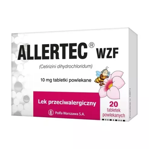 Allertec WZF 10 mg. - na objawy alergii, 20 tabletek.