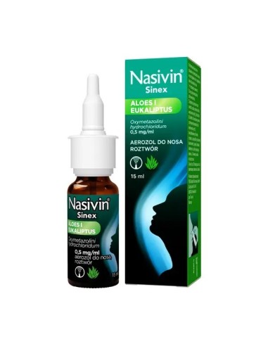 Nasivin Sinex Aloes i Eukaliptus, Aerozol do nosa, 15 ml.