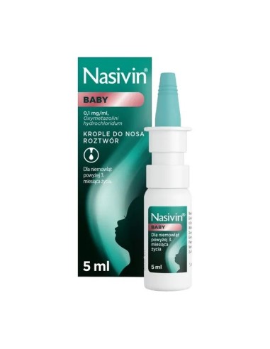 Nasivin Baby, Krople do nosa, 5 ml.