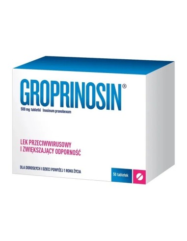 Groprinosin, 500 mg. 50 tabletek.