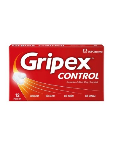 Gripex Control, 500 mg + 50 mg. 12 tabletek. USP